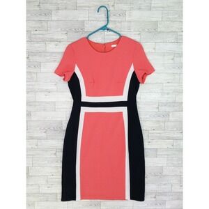 Women's Studio One Color Block Shift Sheath Dress Size 6 Salmon Pink Black